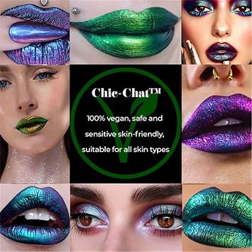 RJDJ Chic-Chat Multi-Chrome Liquid Lipsticks, Chic Chat Multi Chrome Lipstick, Multi Chrome Liquid Lipsticks by Chaotic Cosmetics, Chrome Eyeshadow Stick for Women (01+02+04+05)