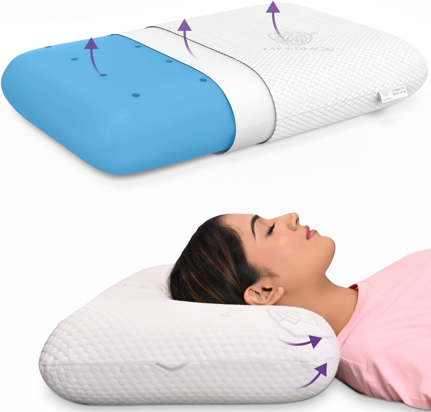Ventilate Cool Gel & Memory Foam Pillows for Sleeping, Orthopedic Pillows for Neck Pain Relief (White Cover (pack of 1), Cool Gel King (pack of 1))