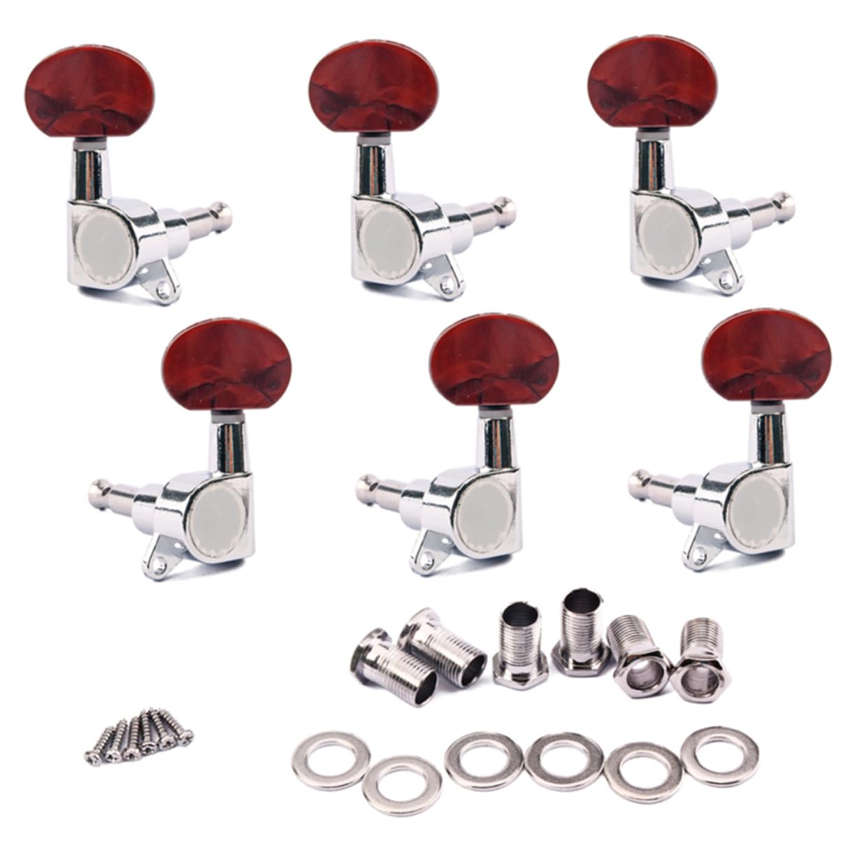 SHOWERORO 3stücke Enthaltenes Stimmmechanik Mit Tuning Pegs Kaffee-plastikknöpfen Für Akustik Gitarre Unterlegscheiben Und Schrauben
