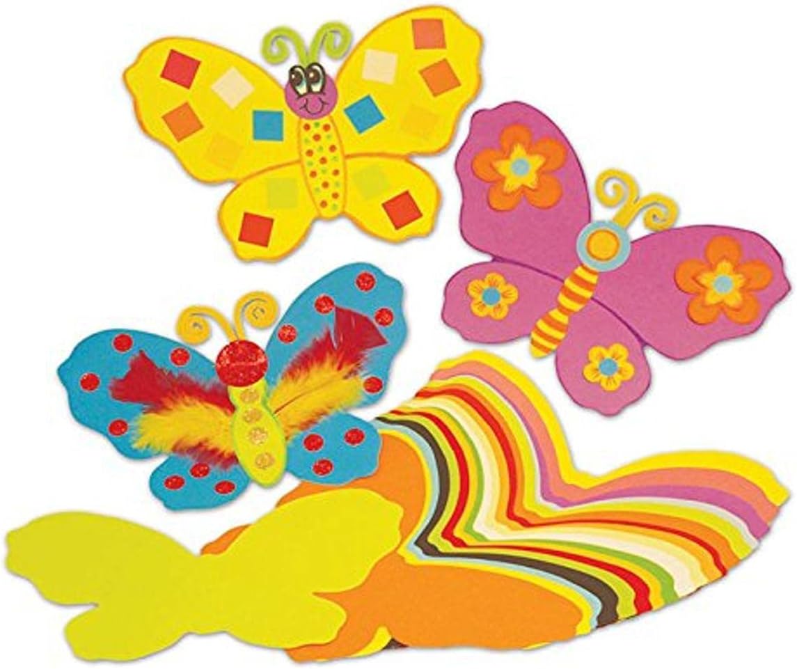 Springboard Jumbo Paper Butterfly Shapes for Classroom Display - Precut Shapes for Classroom Decorations - Arts and Crafts for Kids - Teacher Essentials - 26 x 18 cm - Assorted Colours - 100-Pack