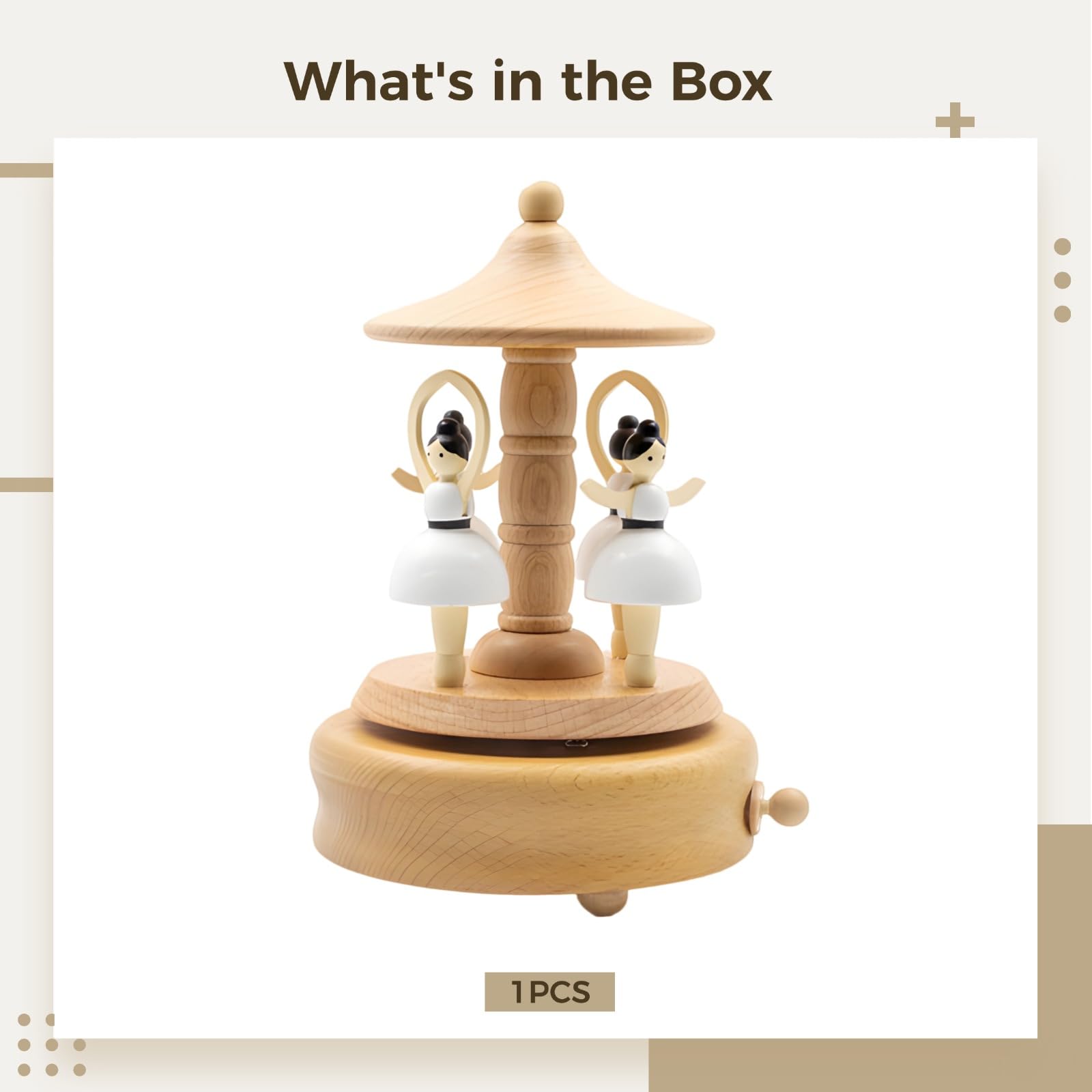 Carillon con ballerina, statuetta in legno con manovella, carillon decorativo per la casa e regali di compleanno