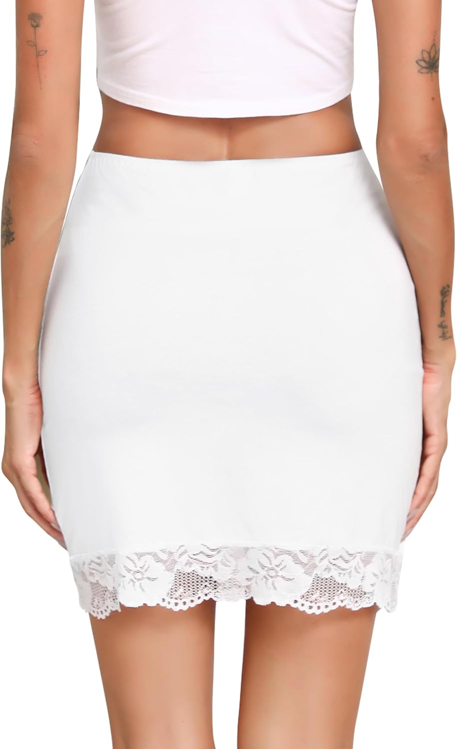 Women's Half Slip Underskirt Slip Skirt with Lace Trim Half Slip for Under Dress Above Knee - Image 2