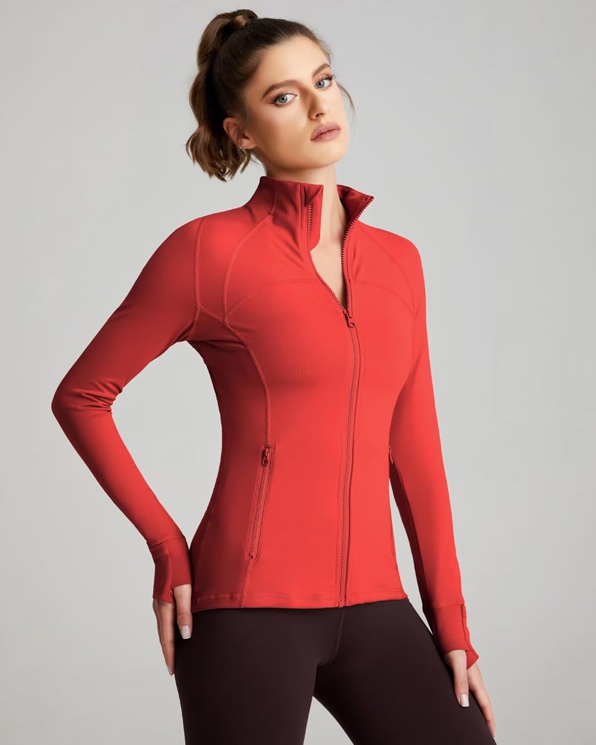 QUEENIEKE Women's Full Zip Athletic Jackets Running Workout Track Jacket Scrub Bbl Gym Yoga Sport Tight Tops