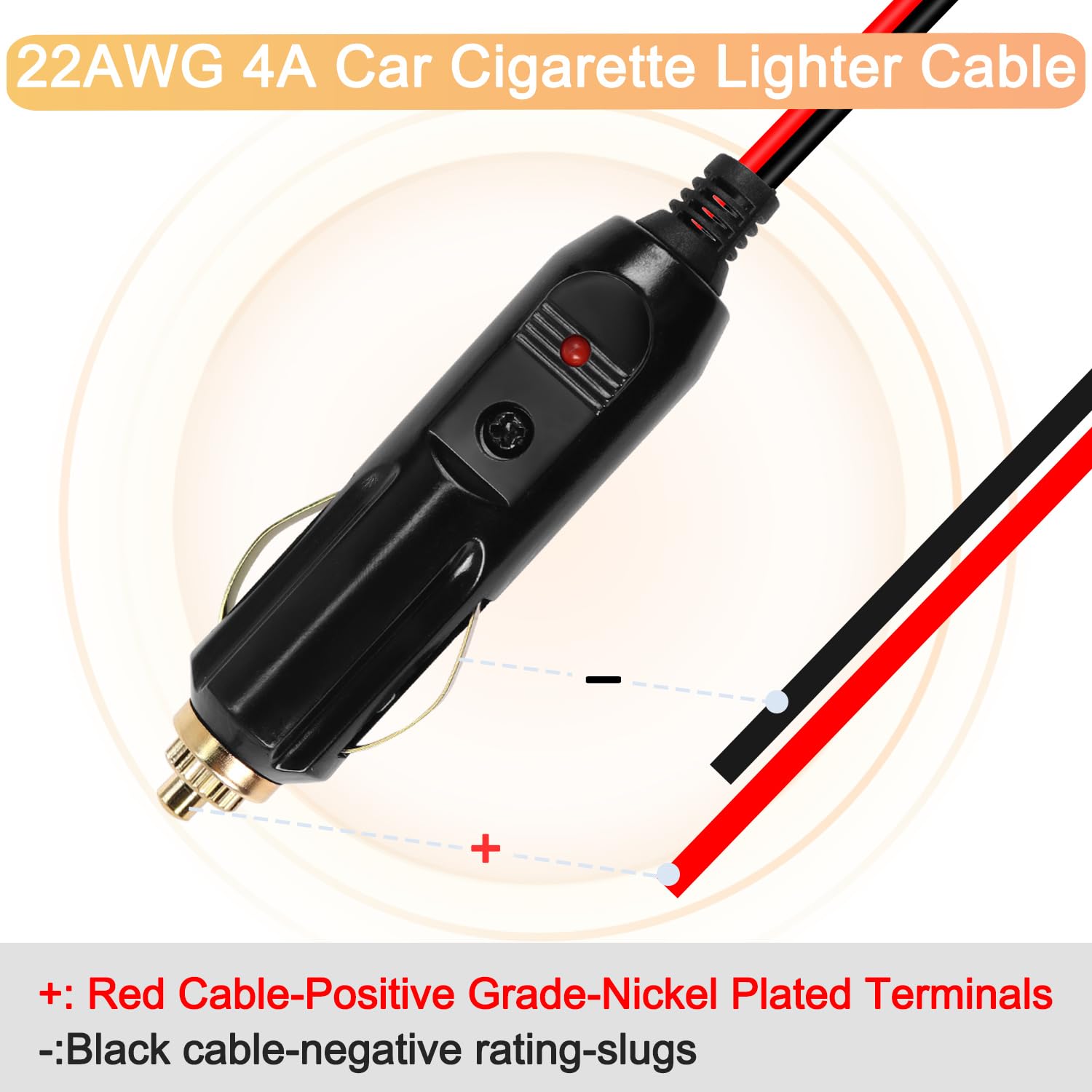 Prise Fiche Mâle Pour Allume-Cigare 12V Et 24V 13 Mm Mâle Vers Double