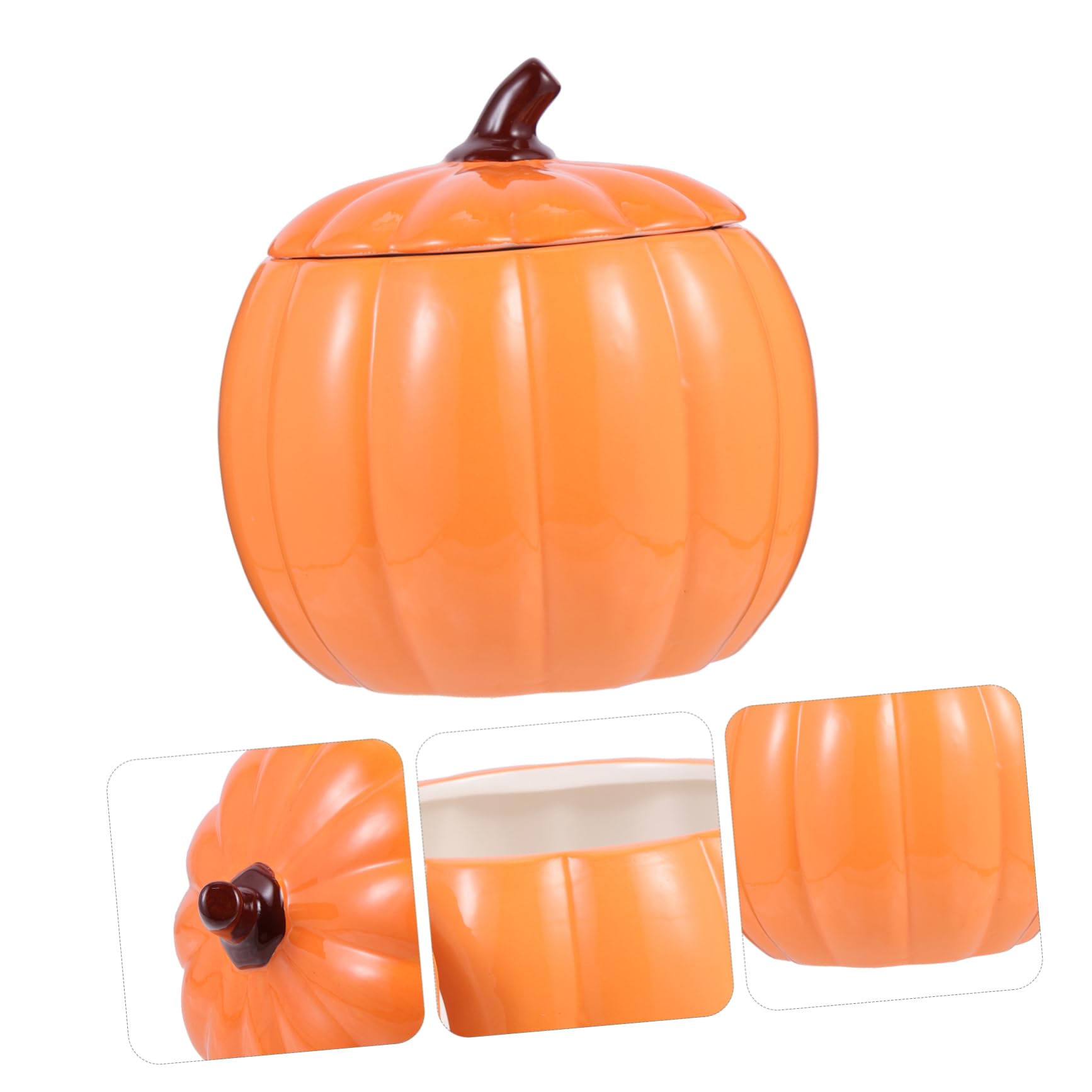 DECHOUS Barattolo Zucca in Ceramica Ciotola per Servire Cibo Contenitore per Alimenti Barattolo Forma di Zucca dei Cartoni Animati Ciotola per Zuppa da Festa