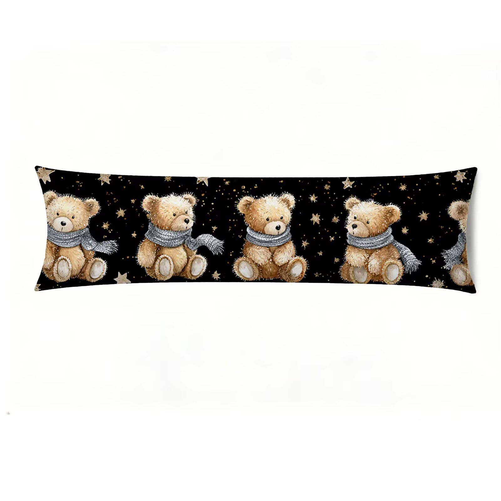 Taie oreiller noir ours contre le mal de dos | Housse velours 40x145