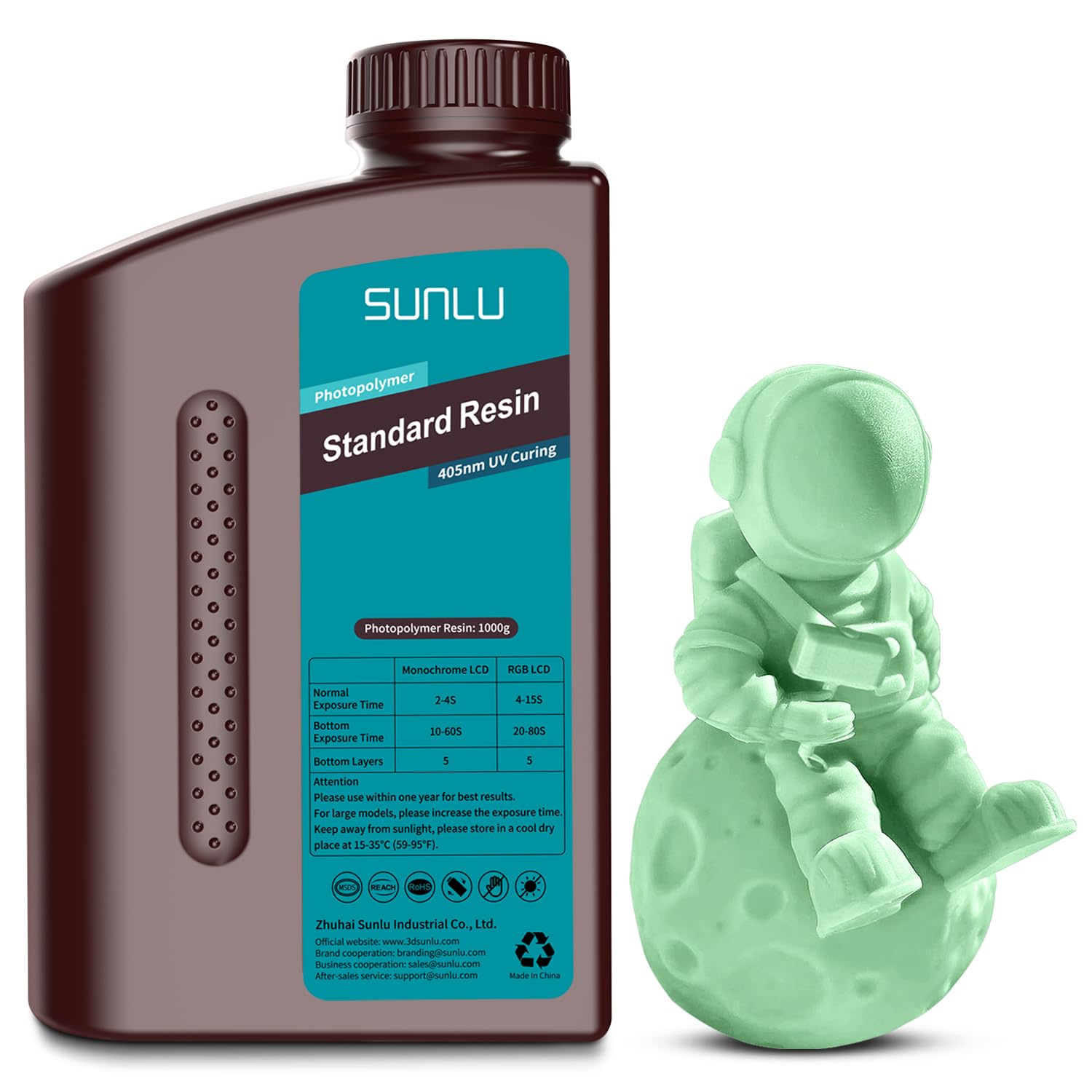 SUNLU 3D Printer Resin 1kg, Fast Curing Standard 3D Resin For LCD DLP SLA Resin 3D Printers 395 To 405nm Uv Curing 3d Printing Liquid Photopolymer Resin Low Shrinkage High Precision 1000g Black