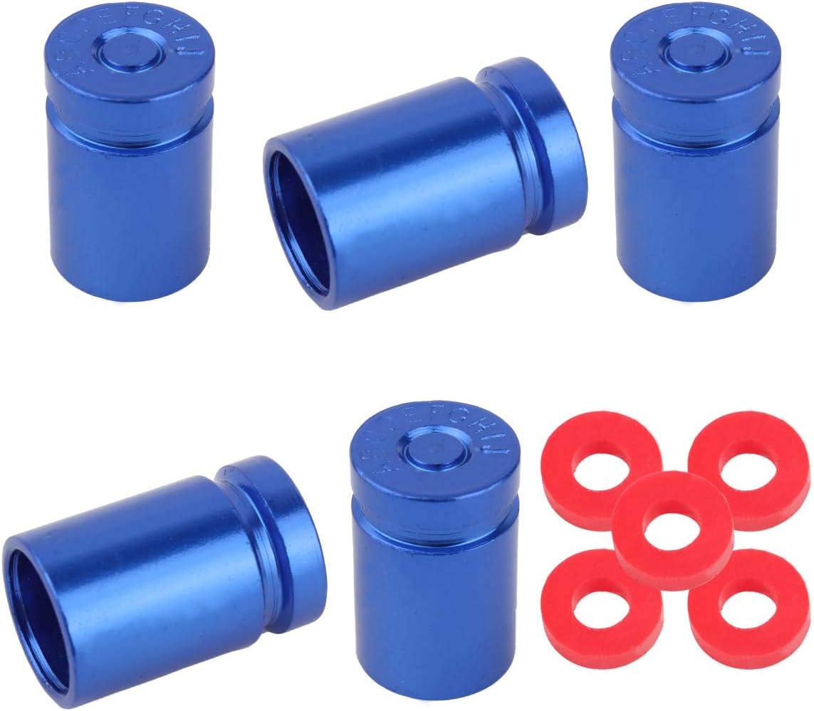 WINKA 5 Pcs Aluminum Bullet Style Wheel Tire Valve Stem Caps Blue
