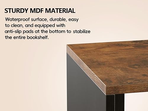 Miniatura 8 de ALISENED Estantería geométrica de 5 niveles, moderna estantería negra en forma de S y estante para libros, estante de exhibición independiente de