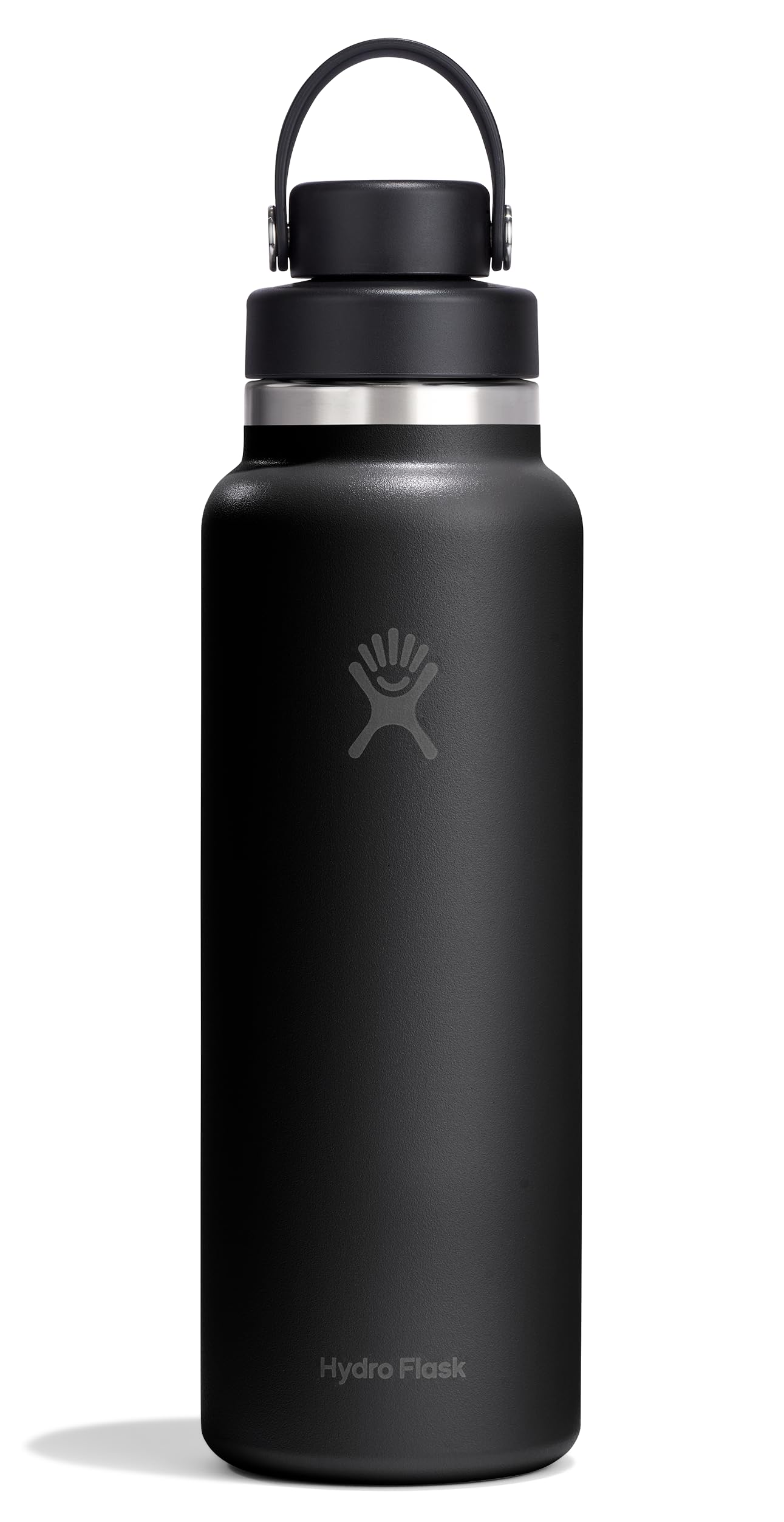 Water Bottle - Insulated Stainless Steel - Wide Mouth Flex Chug Lid, Non Spill, Leakproof in 40 Oz Tonal Black