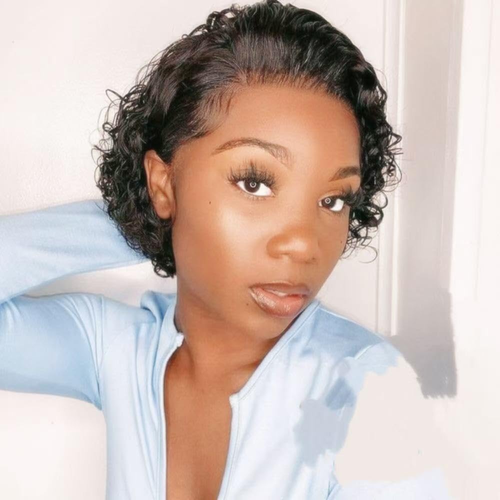 Human Hair Wigs Water Wig 13x4 Frontal Lace Wig 12 Inch 180% Density Lace Front Wigs Human Hair Pre Plucked Wigs for Women