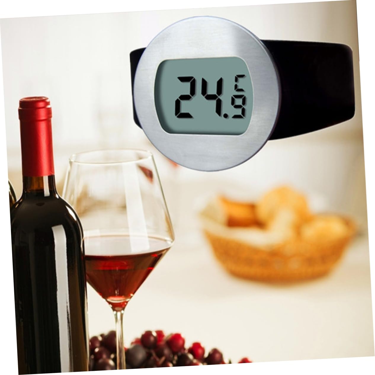 Cabilock Küchen Temperaturmesser Für Weinflaschen Und Milchflaschen Tragbares Flüssigkeits Thermometer Haushaltsthermometer Mit Digitaler Anzeige Für Flaschendurchmesser