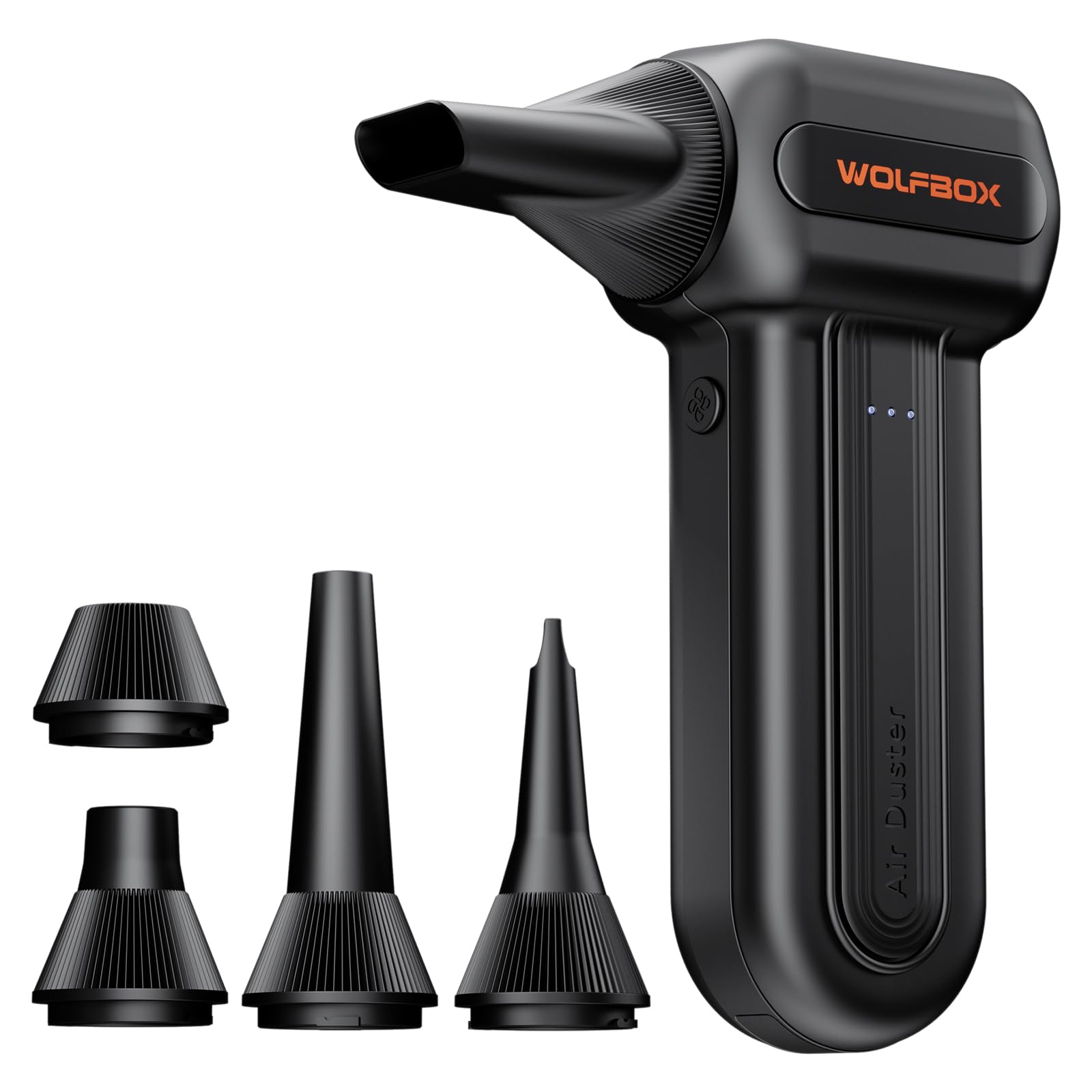 WOLFBOX MF60 Elektrisches Staubgebläse 110000 RPM, Kabelloser Air Duster mit Akku, 3-Gang Mini Gebläse, PC Reinigungsset