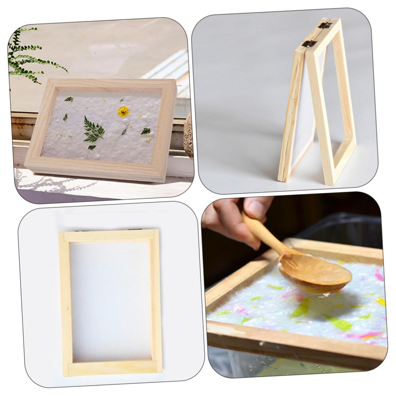 ULDIGI 3pcs Boys and Girls Papermaking Kit DIY Handmade Paper Frame Paper Deckle Mould Screen