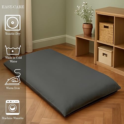 Miniatura 5 de Fundas de futón japonés con cremallera para futón tamaño individual, 100% algodón egipcio, funda de colchón para suelo tradicional japonés, fundas