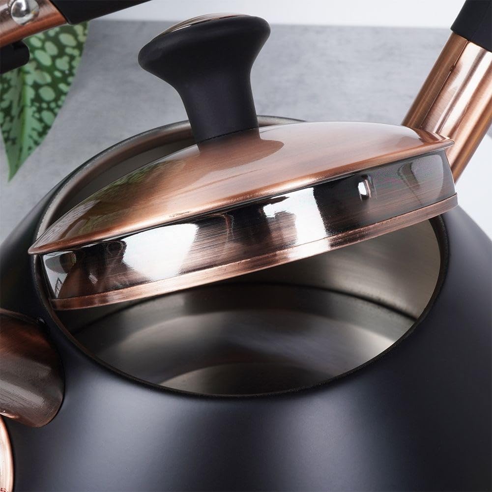 Vilde Wasserkessel Induktion 2 L - Edelstahl Flötenkessel Teekessel für Induktionsherd/Gasherd/Holzofen - Pfeifkessel - Idealer für Tee & Kaffee - Robuster Wasserkessel Camping