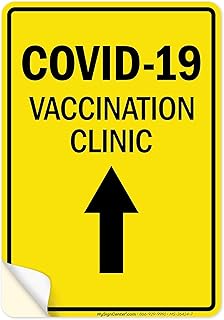 Covid-19 Vaccination Clinic Up Arrow Sign, 10x7 Inches, 4 Mil Vinyl Decal Stickers Weather Resistant, Made in USA by My Sign Center