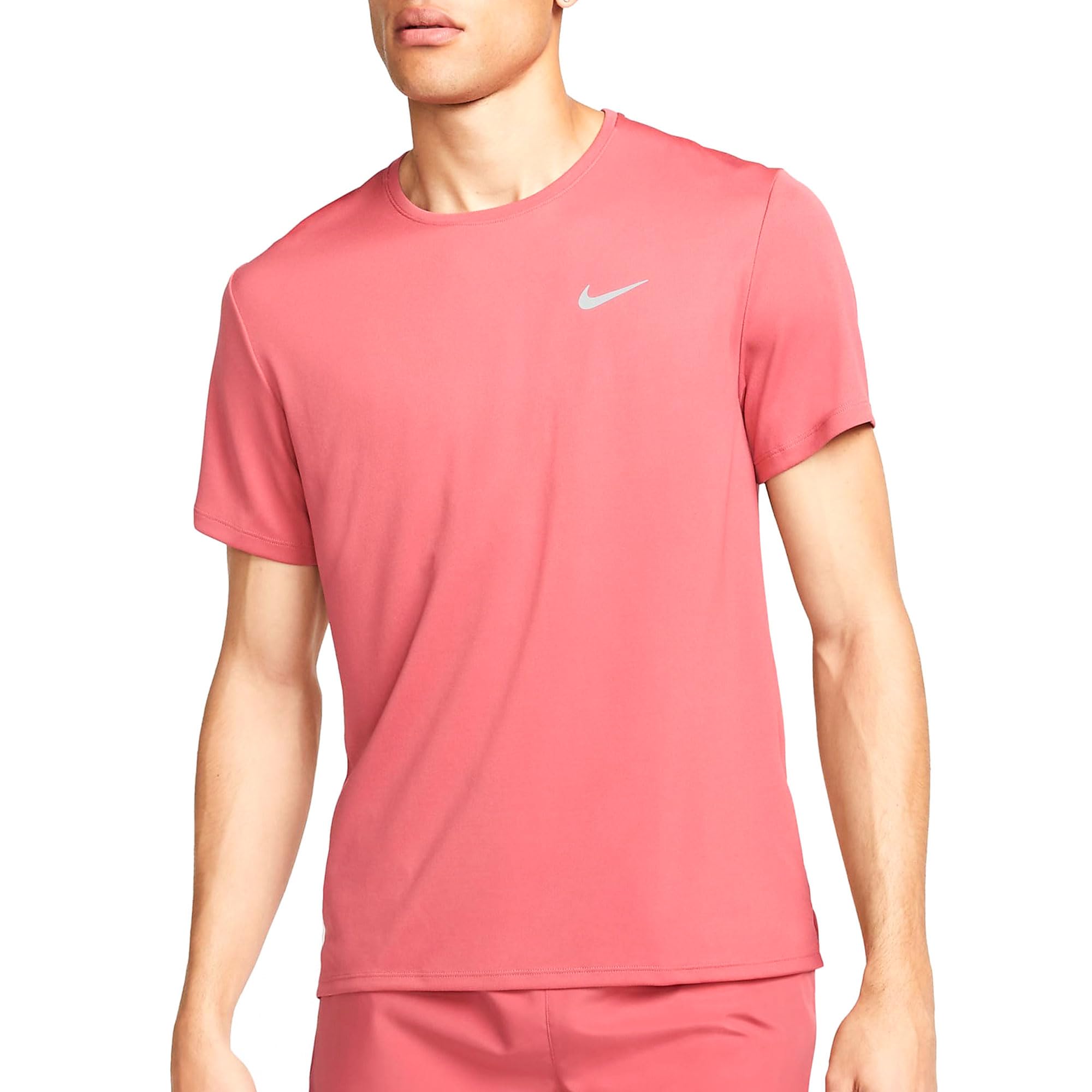 NIKE M NK DF UV Miler SS T-Shirt, Adobe/Reflective SILV, Medium para Hombre