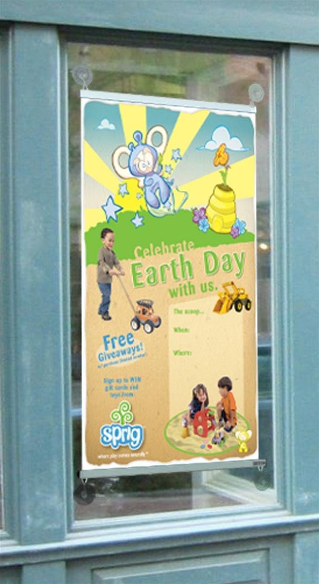 Displays2go 36 Inch Poster Holder with Banner Rails, Aluminum Construction, Snap Open Frame Design – Clear, Silver (ABR36CUP)
