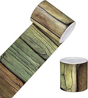 Wallpaper Border Peel and Stick Decorative Wall Trim Self Adhesive Rustic Wood Grain Accent Strip for Bedroom Living Room Mirror Frame Kitchen Cabinet 4x196 Inch Vintage Barn Style Design