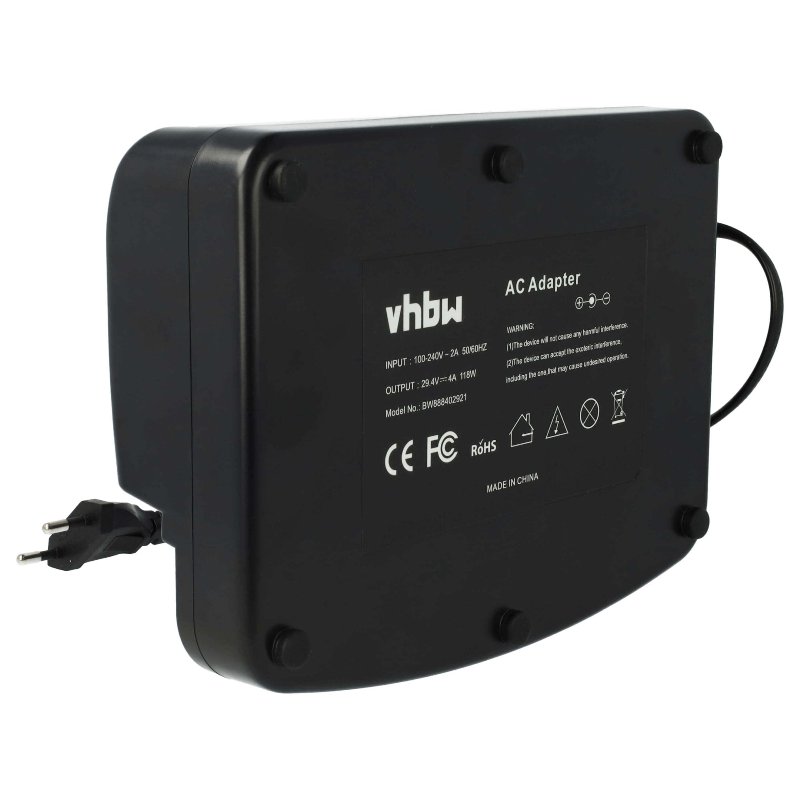 vhbw Ładowarka kompatybilna z Flyer serii C, seria L, NKY190B02, NKY210B02, rower elektryczny, rower elektryczny - do akumulatorów 26 V