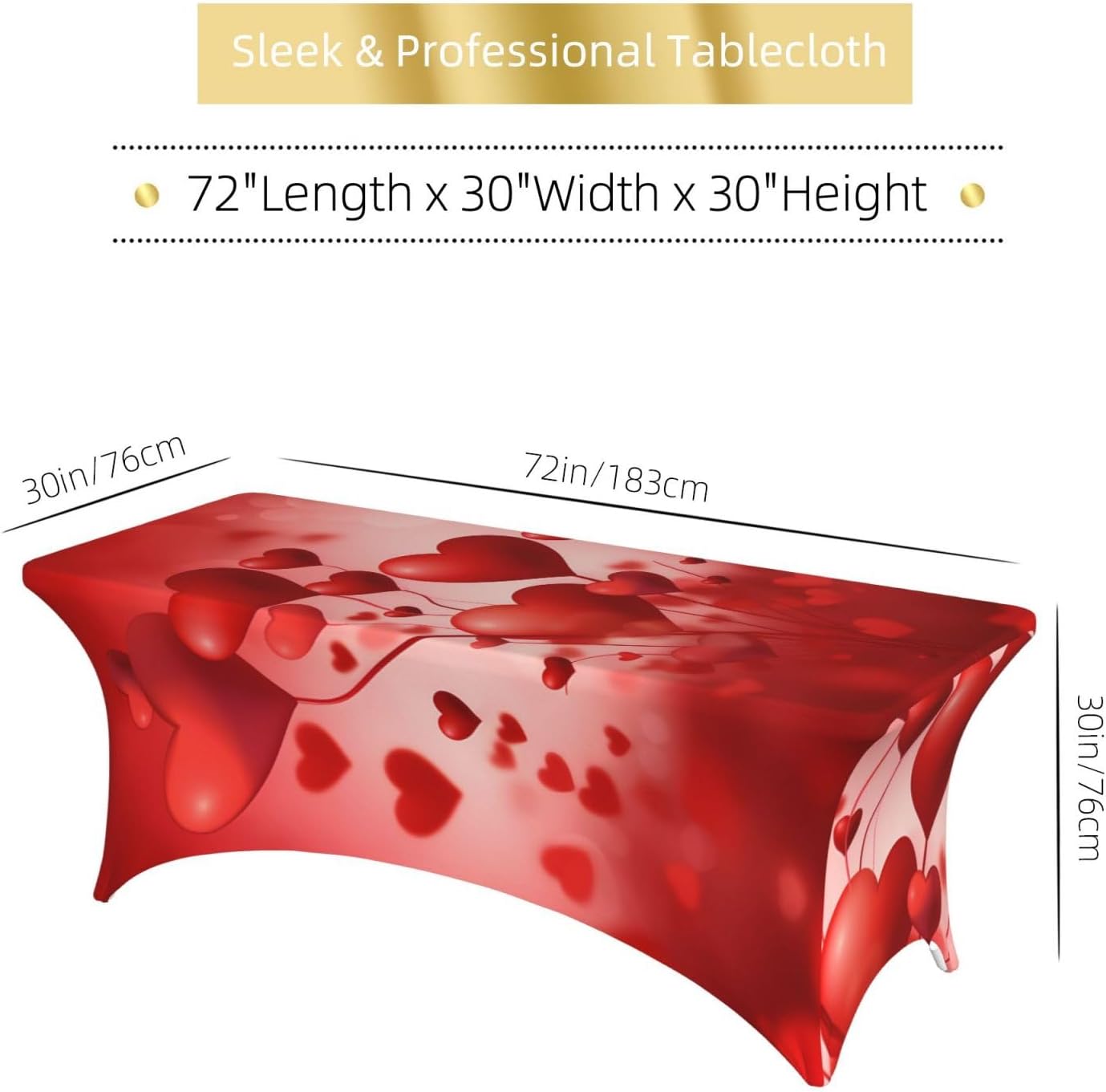Spandex Tablecloth 6FT Stretch Rectangular Patio Tight Fitted Table Covers for Holiday Dining Party 72 x30Inch Valentine's Day Heart Balloon Pattern