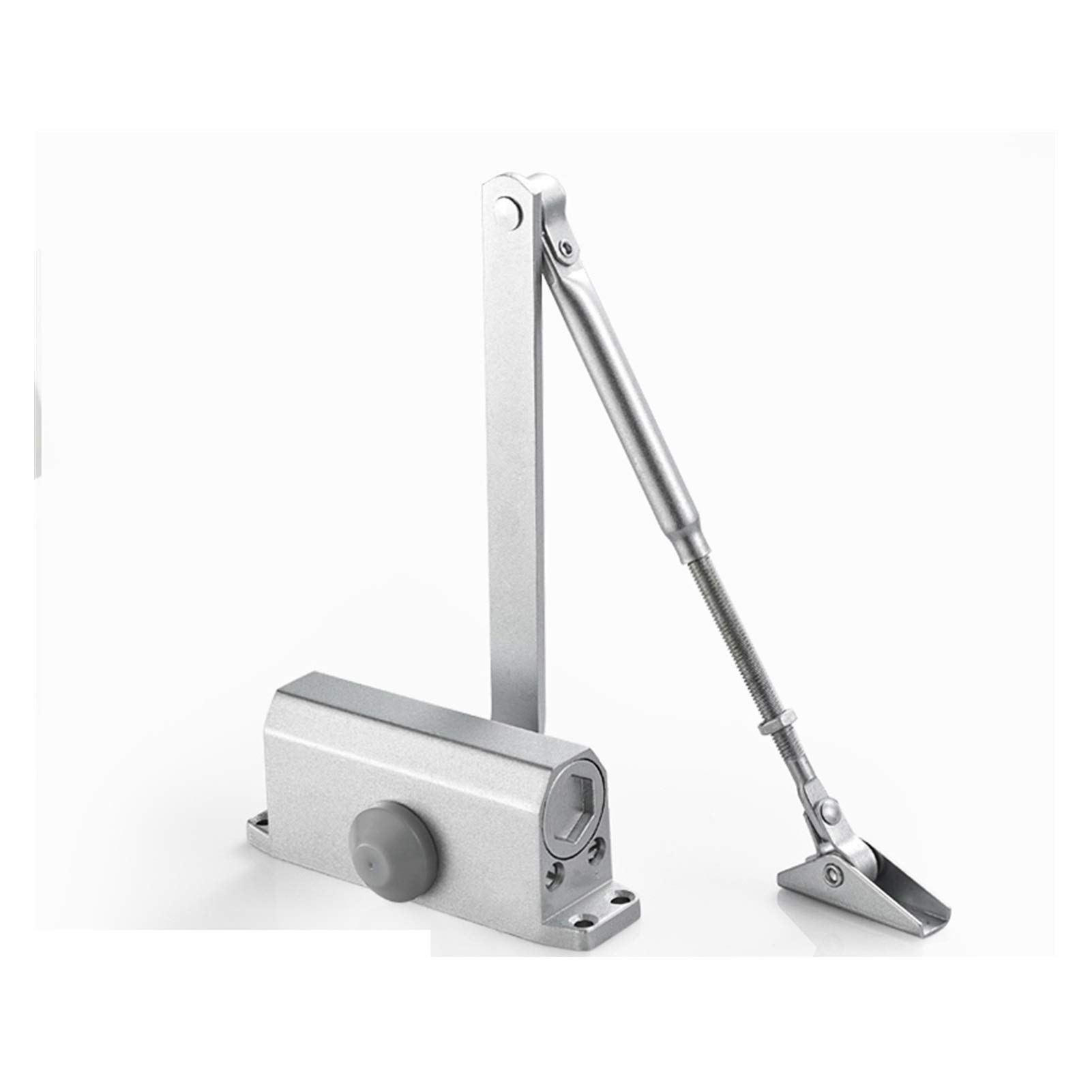 DIY Automatic Door Closer, Spring Hydraulic Buffer Adjustable Door Stopper Speed Mute Closing for 25 to 80KG Door Hardware(Silver M)
