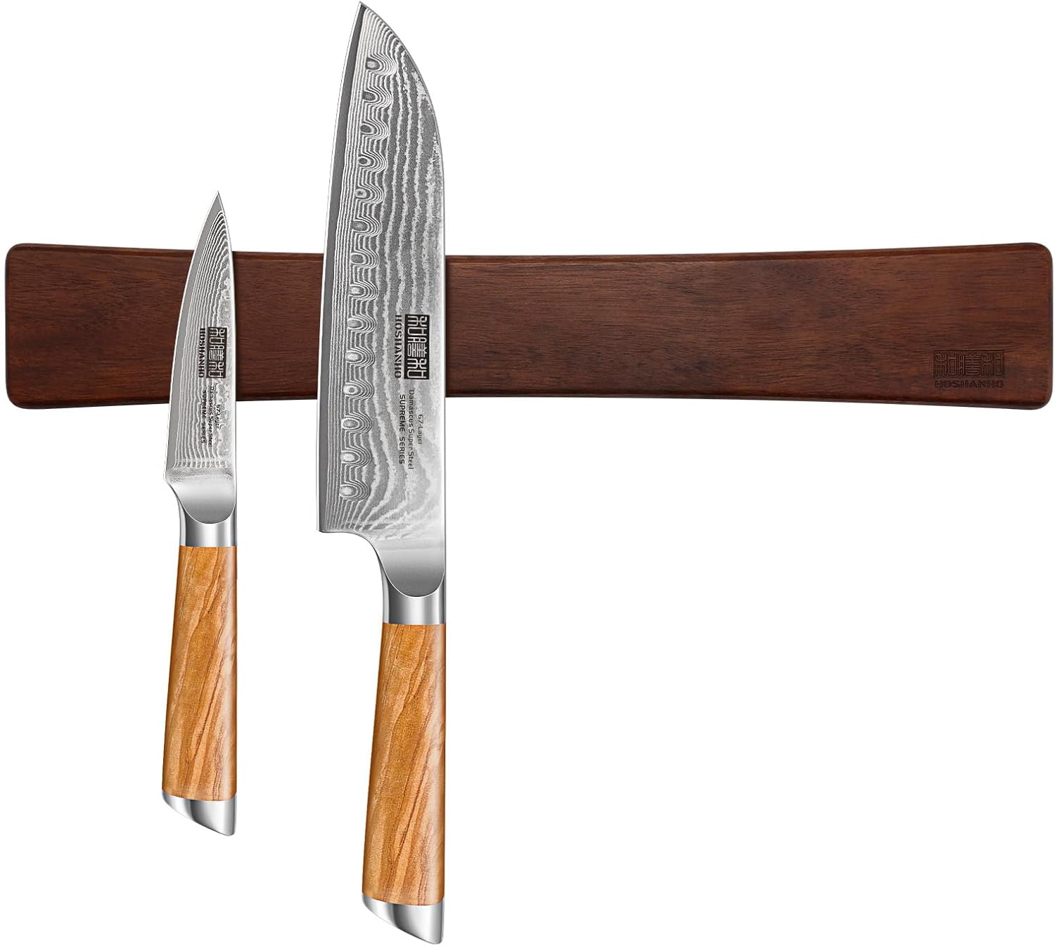 HOSHANHO Professional Damascus Ultra Sharp Paring & Santoku Knife & 16 Inches Magnetic Knife Strips