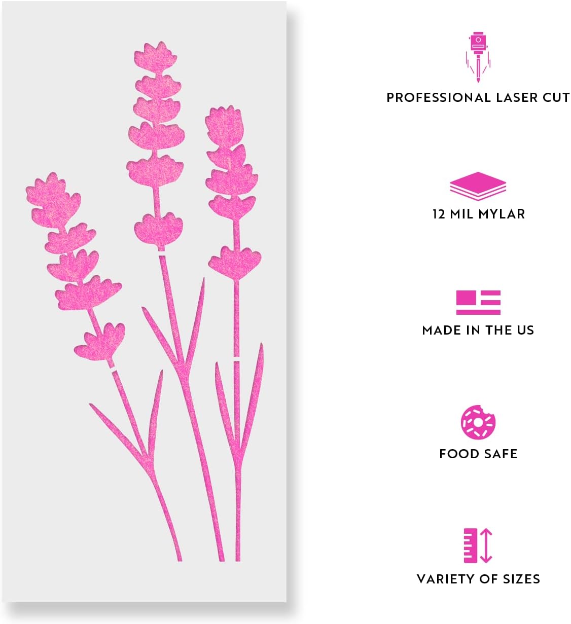 Lavender Stencil - Stencils, Lavender Art, Lavendar Stencil, Leaf Stencil, Lavender Stencils