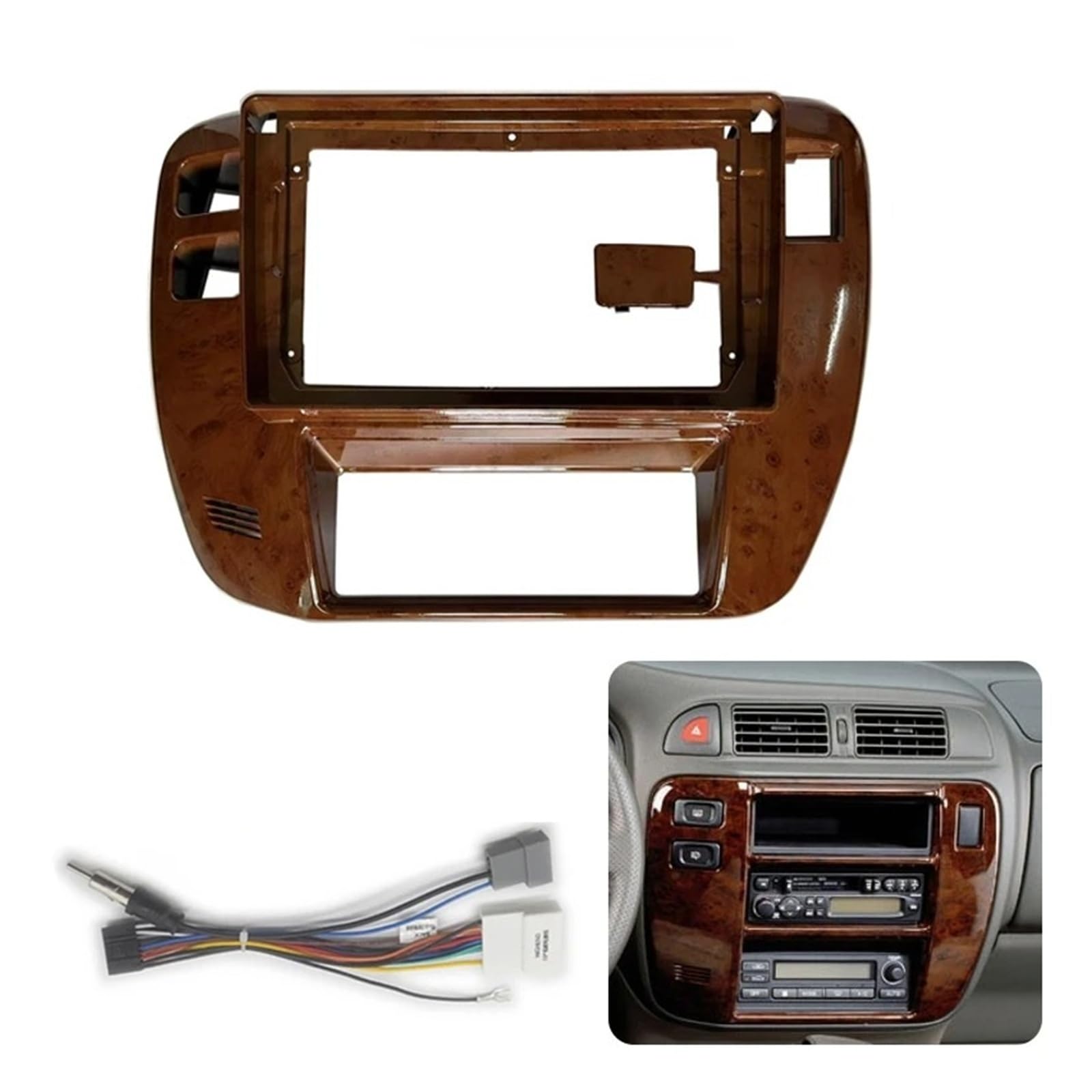 Mascherina Autoradio Cornice Stereo Autoradio Kit Telaio Mogano LHD Lunetta Frontale per Nissan per Patrol 1997 1998 1999 2000 2001 2002 2003 2004 2005