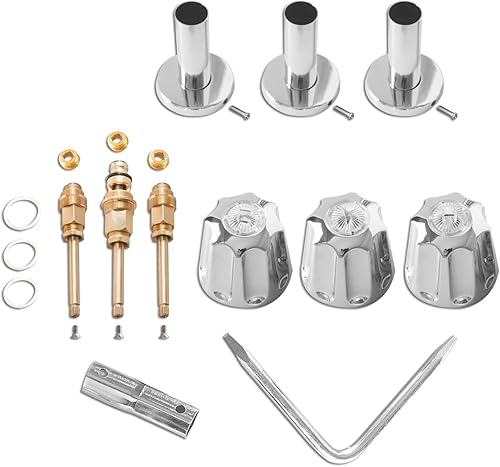 SENTO - Juego de 3 manijas para bañera y ducha Gerber, fácil instalación, metal resistente, cromo pulido SENTO - Juego de 3 manijas para bañera y ducha Gerber, fácil instalación, metal resistente, cromo pulido