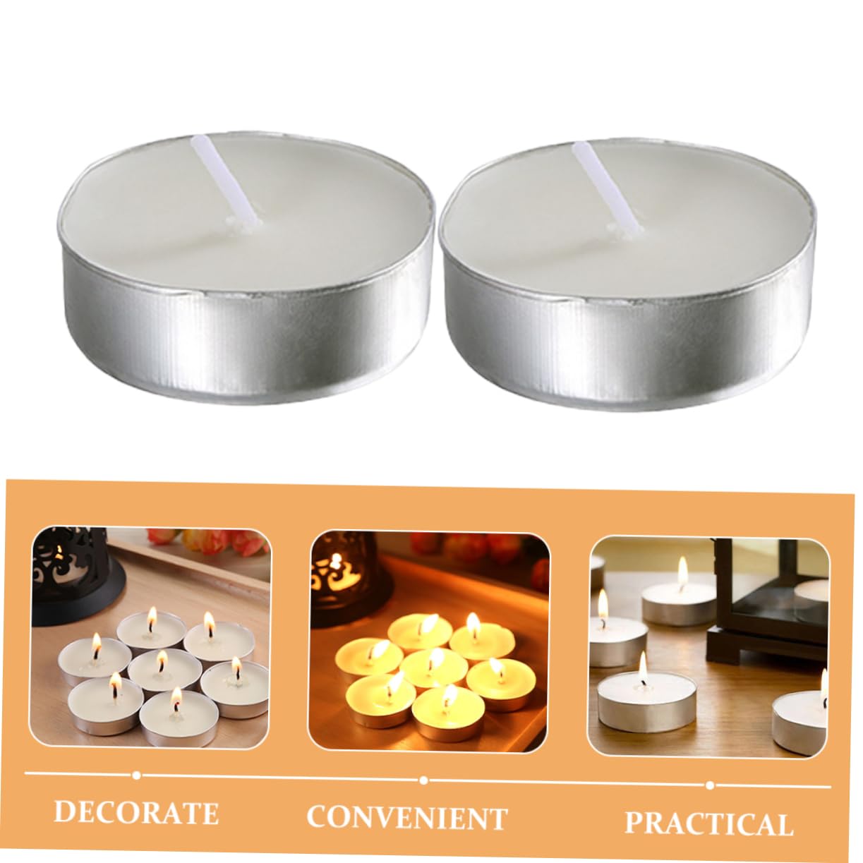 Candele Tealight Rotonde 100 Pezzi in Paraffina, Bianco