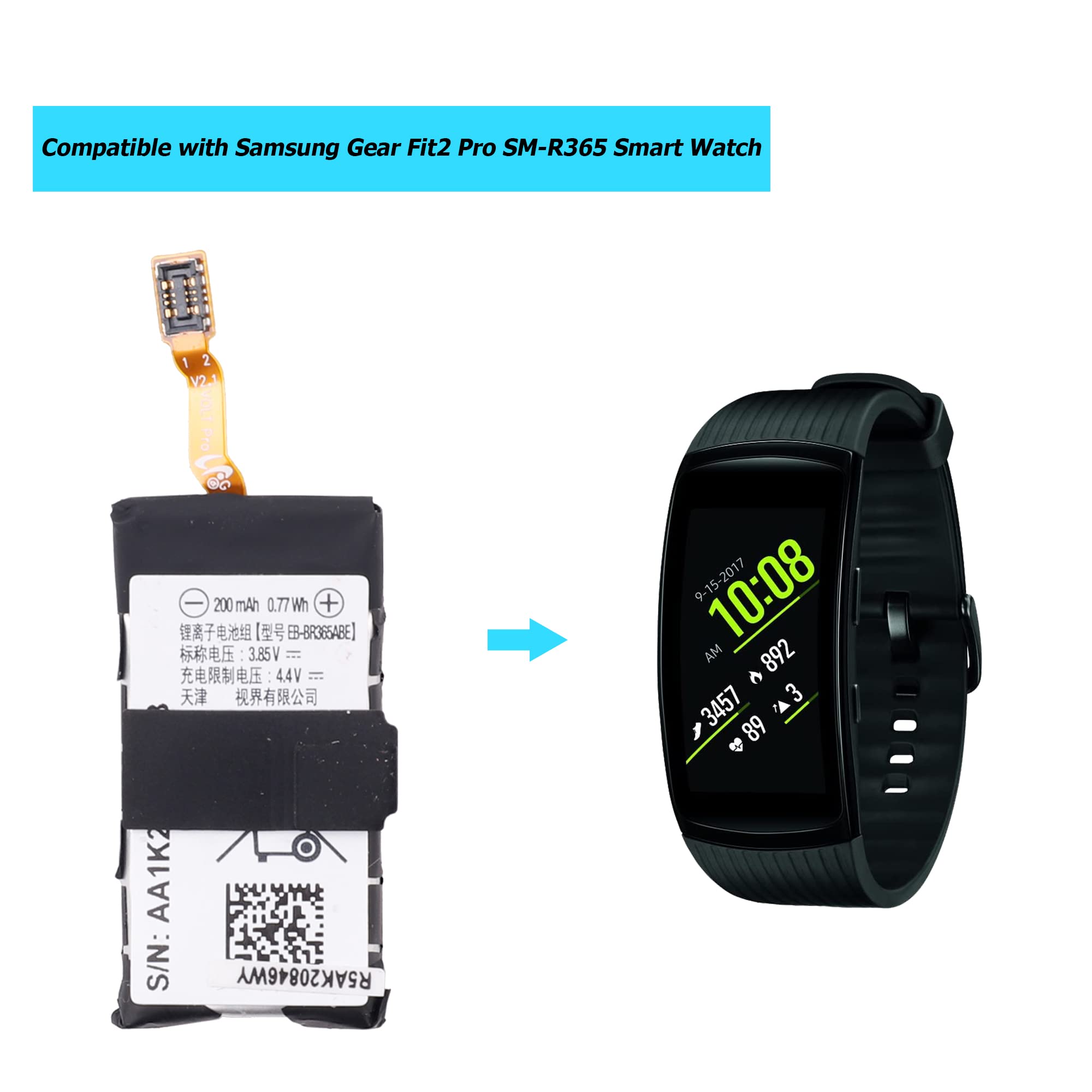 Neu Vvsialeek Hohe Qualität EB-BR365ABE Ersatz Akku Kompatibel Für Samsung Gear Fit 2 Pro SM-R365 Smart Watch Elektronik & Foto