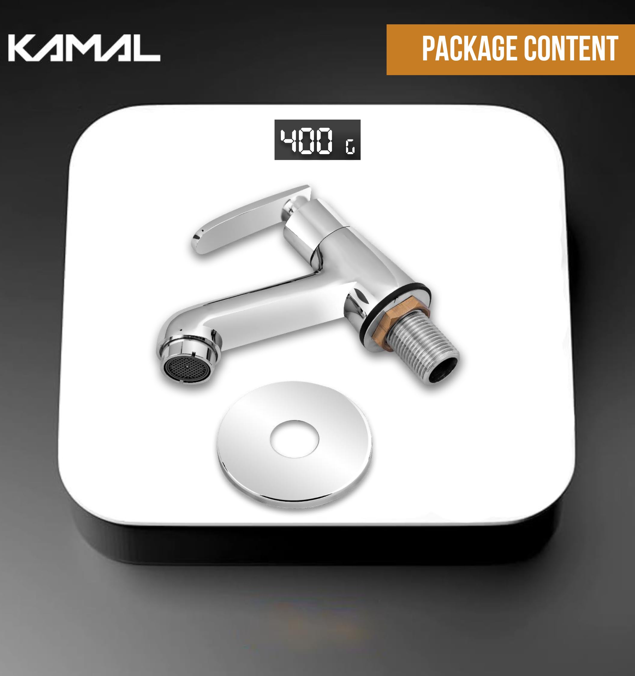 Kamal Irene Brass Bathroom Tap - Chrome Finish -7