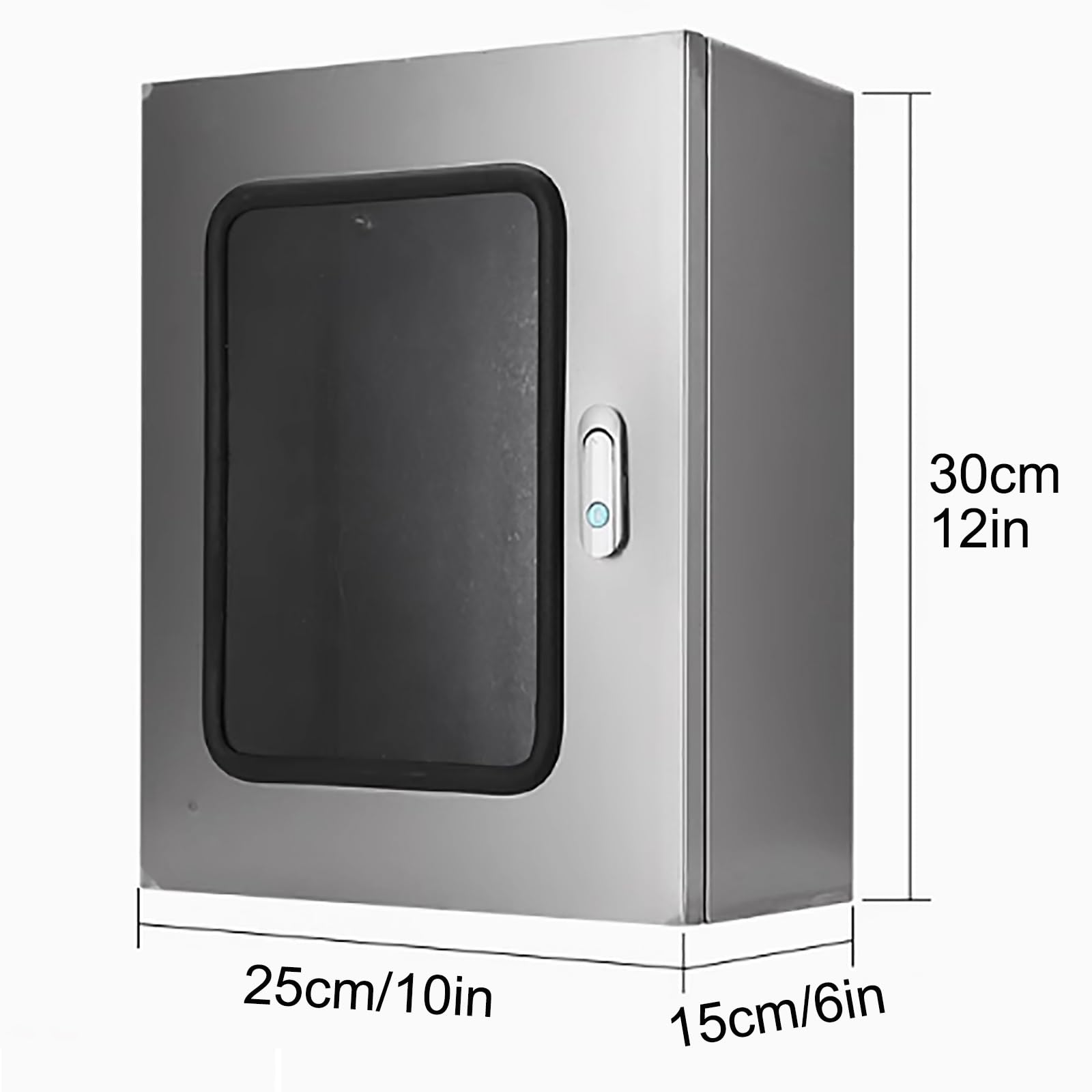 Caja Conexiones de Acero Inoxidable 304, Clasificación de Impermeabilidad Ip65, Caja Registro Electrico con Cerradura para Uso Interiores y Exteriores Panel de Montaje(25x30x15cm/10x12x6in)