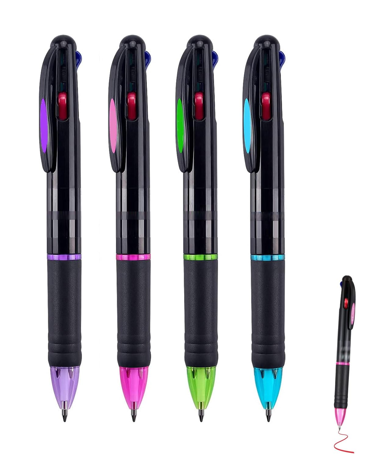 4 piezas Bolígrafo Multicolor - Boligrafo 4 colores en 1 - Bolígrafo retráctil, Bolígrafo 3D ideal Accesorio papelería - Regalos niña