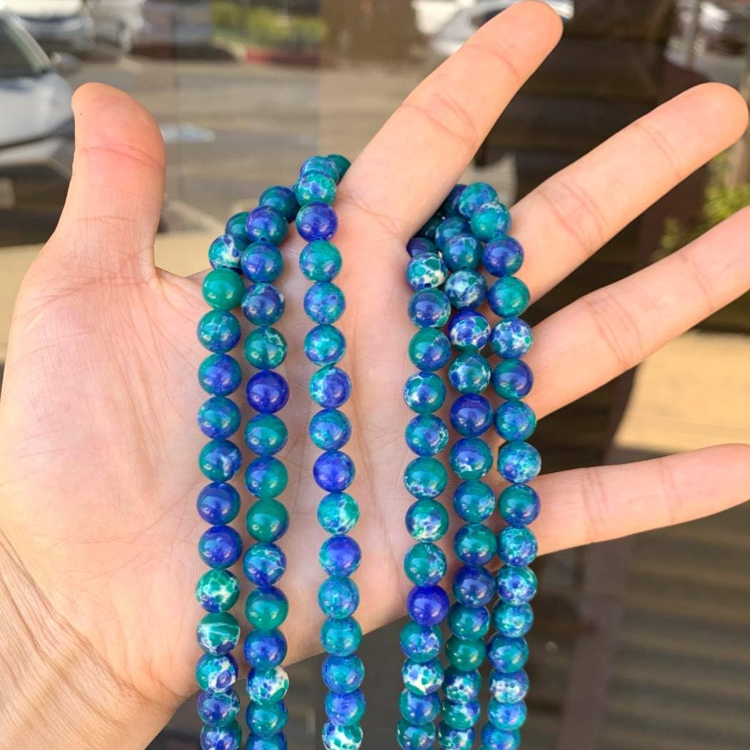 1 Strand Adabele Natural Chrysocolla Impression Aqua Terra Jasper 8mm Round Loose Beads Sea Sediment Gemstone Spacer for Craft Jewelry Making (45-47pcs) GX1-8