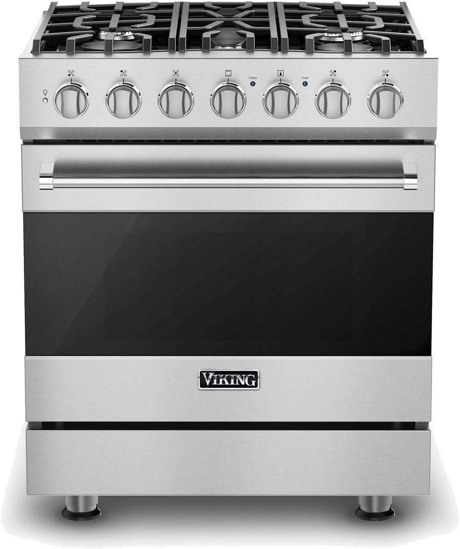 Viking 3 Series 30" 5 Sealed Burners Freestanding Dual Fuel Range RVDR33025BSS