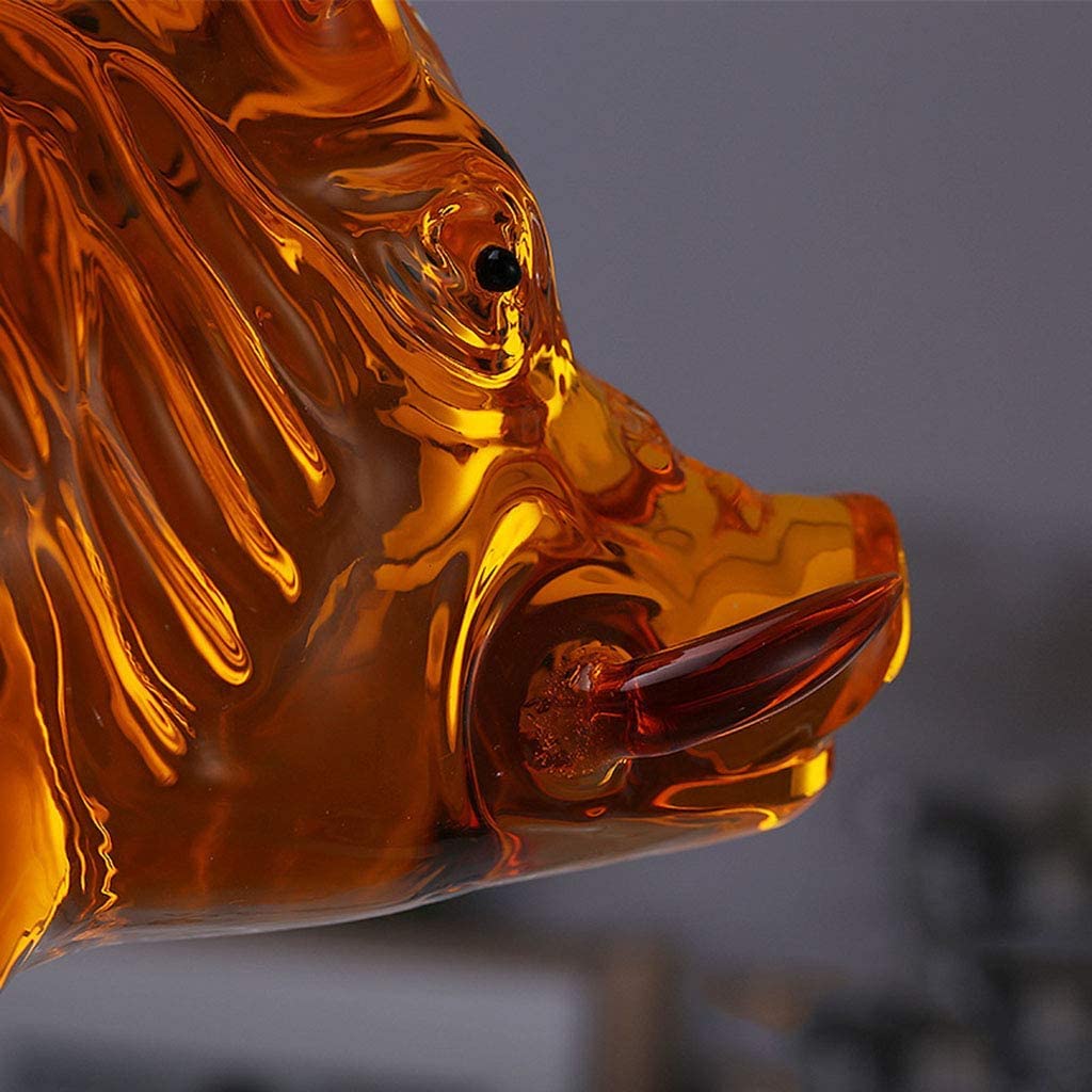 Szklany słoik na wino w kształcie dzika, 1000 ml karafka do whisky, artystyczna szklana butelka z rękodziełem, ręcznie dmuchane wyroby ze szkła na alkohol, szkocką, bourbon, domową wódkę, biuro