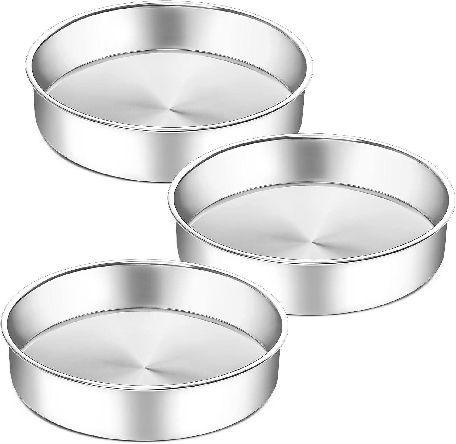 8 Inch Round Cake Pan, Set of 3, Stainless Steel Layer Cake