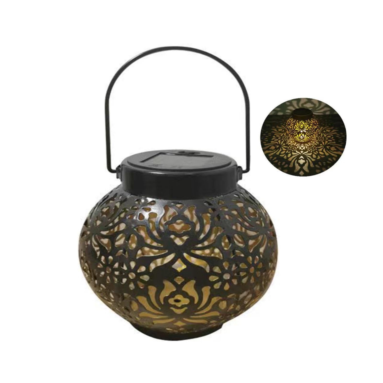 Mateju Solar Lanterns Outdoor Hanging 1/2 Pack, Retro Solar Lanterns Outdoor Garden Waterproof Garden Lights for Outside, Patio, Lawn, Table, Fence Ornaments (Black,2 pcs)