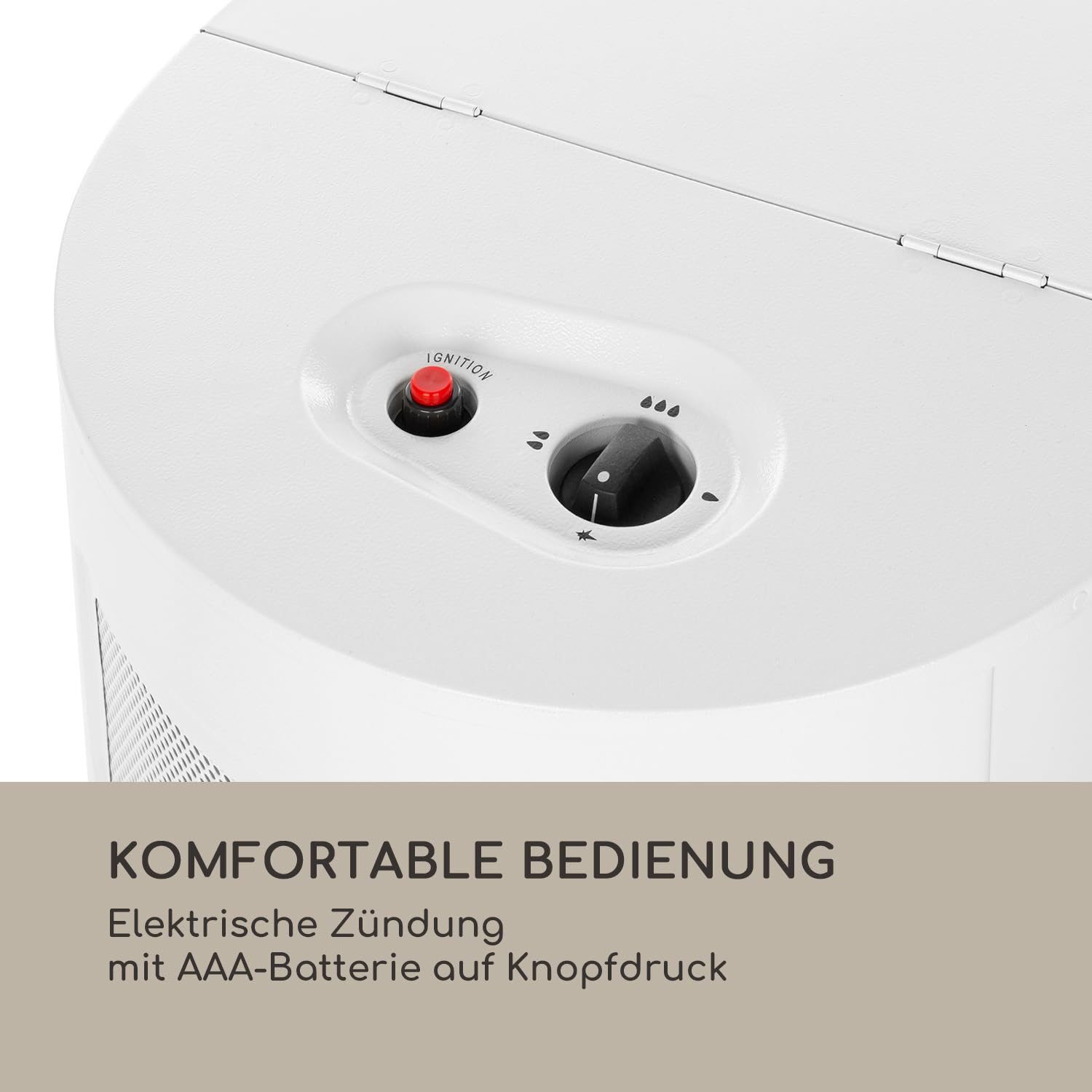 blumfeldt Bonaparte Gasheizung - Gasofen mit 3 Leistungsstufen 1600, 2600 und 4200 Watt, Katalytofen für Gasflaschentyp: 5kg bis 15kg, integrierter Piezozünder, Infrarot-Keramikbrenner, weiß