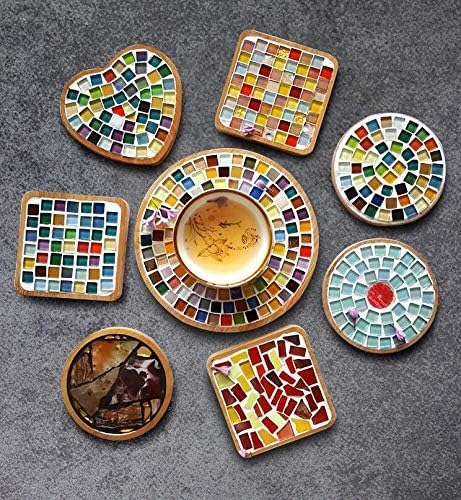 Miniatura 7 de Azulejos de vidrio de mosaico de colores mixtos, piezas de cristal brillantes, azulejos de mosaico de cristal cuadrados con purpurina a granel para