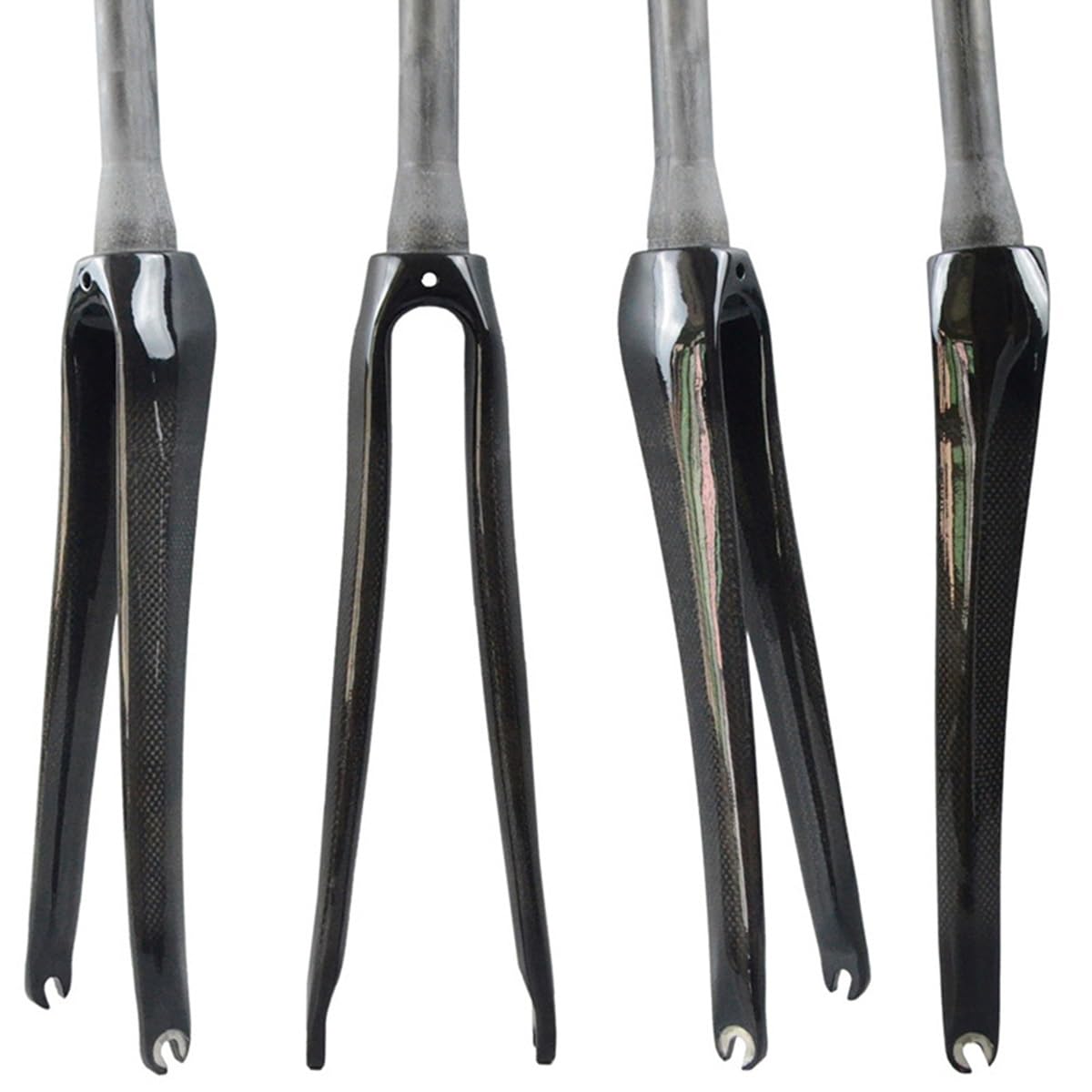 Rower szosowy 700C Sztywne Widelce Z Włókna Węglowego Stożkowa Rura 9x100mm QR Widelec Rowerowy C Hamulec Bezgwintowy Przód Ultralekki (Kolor: Czarny błyszczący, Rozmiar 700c)