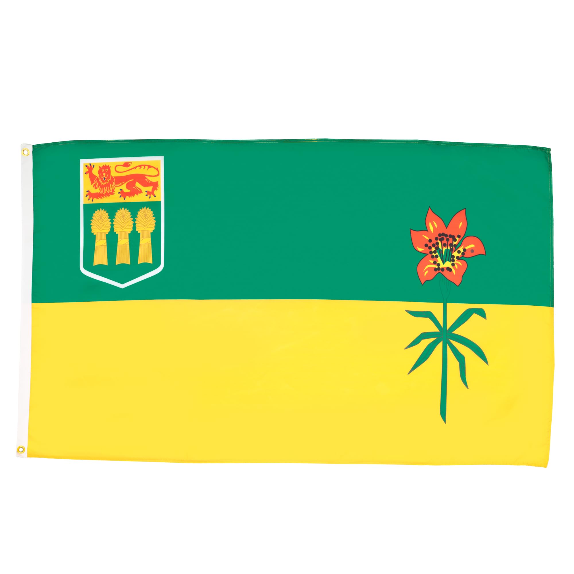 AZ FLAG Flaga Saskatchewan 150x90 cm Poliester 100D 2 Oczka | Do wnętrz i na zewnątrz flaga dekoracyjna podwójne szwy i wzmocnione krawędzie z metalowe oczka