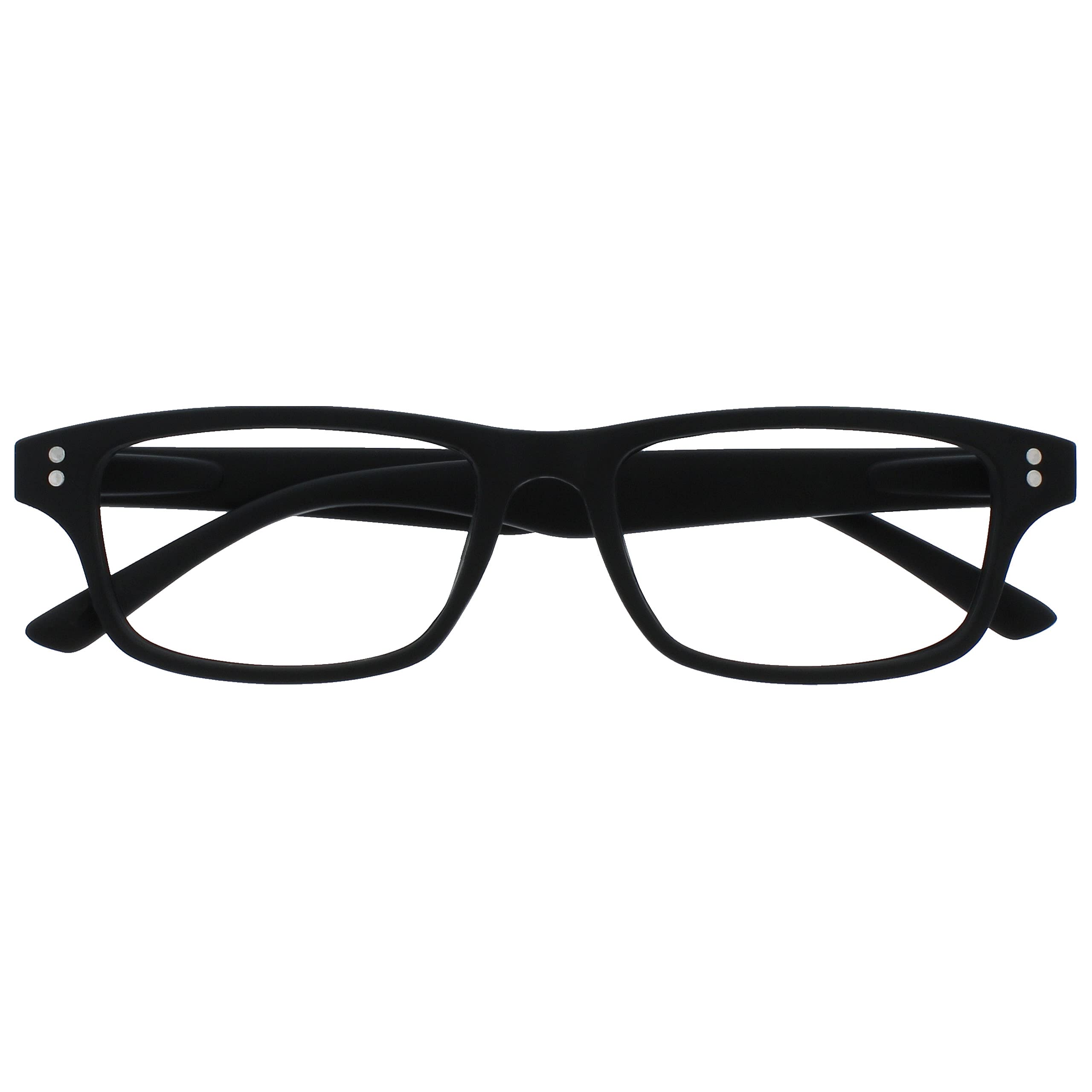 OPULIZE CUE Reading Glasses for Women Men - Vintage Rectangular Designer Frame - Comfort Spring Hinges - Scratch Resistant - Matt Black UVR +3.00