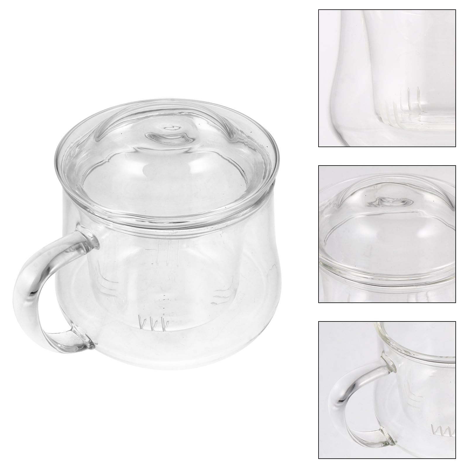 MAGICLULU Tazas de Té de Vidrio Resistente al Calor Juego de 2 con Tapa y Colador para Filtrar Hojas 300ml Diseño con Asa Adecuado para Cafeterías y Restaurantes