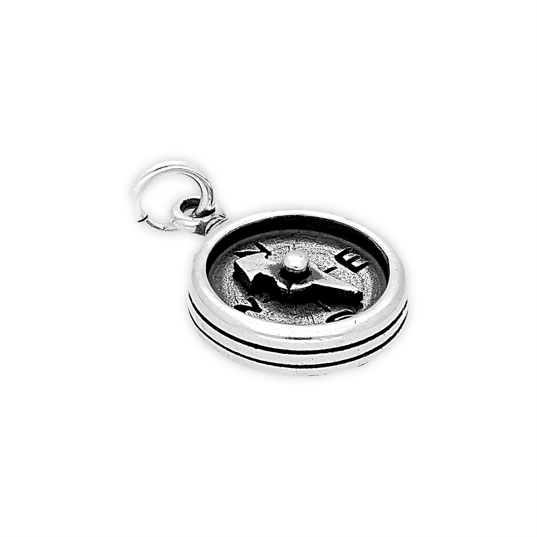 TheCharmWorks Ciondolo Bussola In Argento Sterling Con Freccia Mobile - Gioiello Regalo In Sacchettino, Simbolo Di Orientamento E Avventura