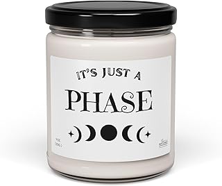 Its Just a Phase Moon Phase Design Label Enchanted Fall Decor Candle Soy Wax Perfect for Halloween Parties or glft Witchy Home Decor, Scented Soy Candle, Home Decor Candle