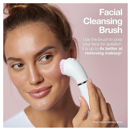 Miniatura 6 de Braun Depiladora depiladora para mujer SE5-895 incluye afeitadora y limpiador facial accesorios de cepillo exfoliante impermeable inalámbrico y